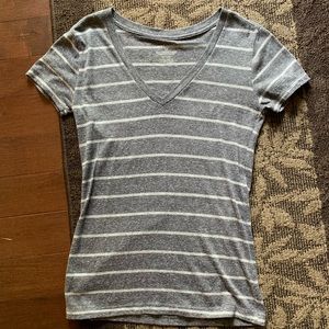 3/$15 Wet seal heather grey striped v neck short sleeve